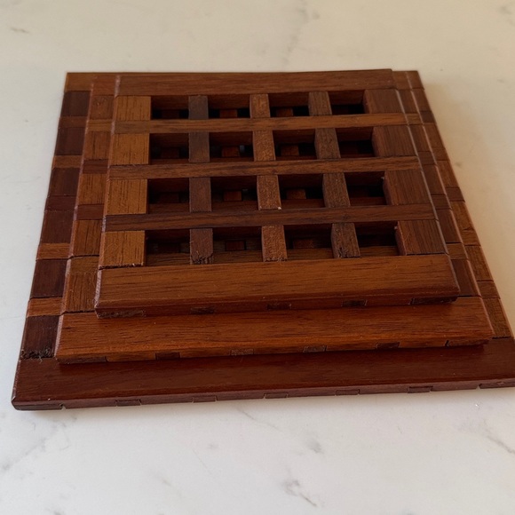 Vintage Teak Stacking Trivets Set of 3 - Picture 9 of 11